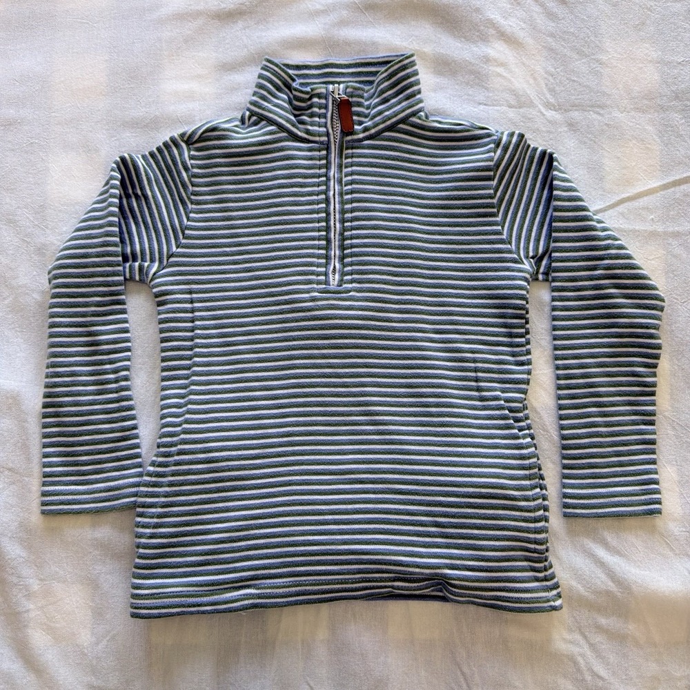 Grace And James Boys Collard Quarter Zip With Pockets Size 4T  Blue/Green/White